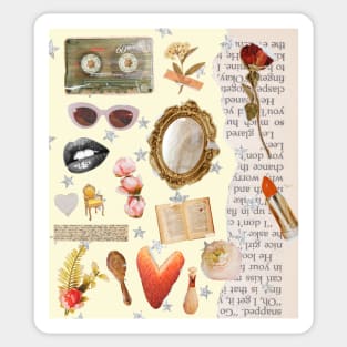 Vintage Old Money Aesthetic Collage Print Sticker